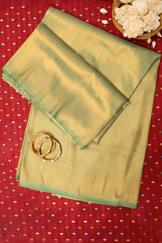 Sage Green Banarasi semi silk saree