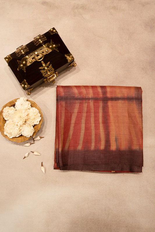 Red tusser jute silk with maroon border