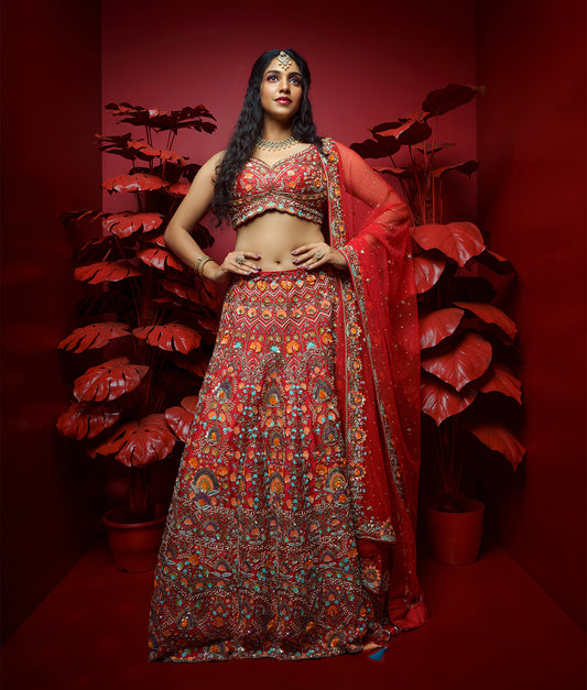 Red Bridal Lehenga