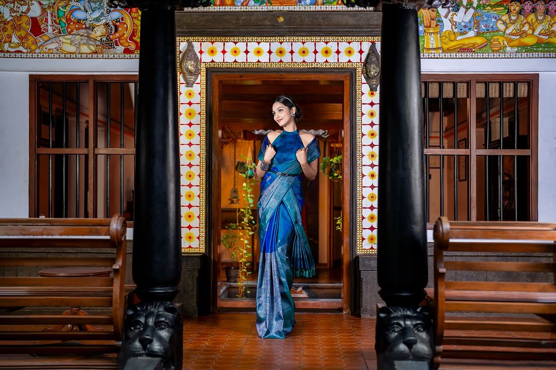 Peacock Blue Kanchipuram Saree