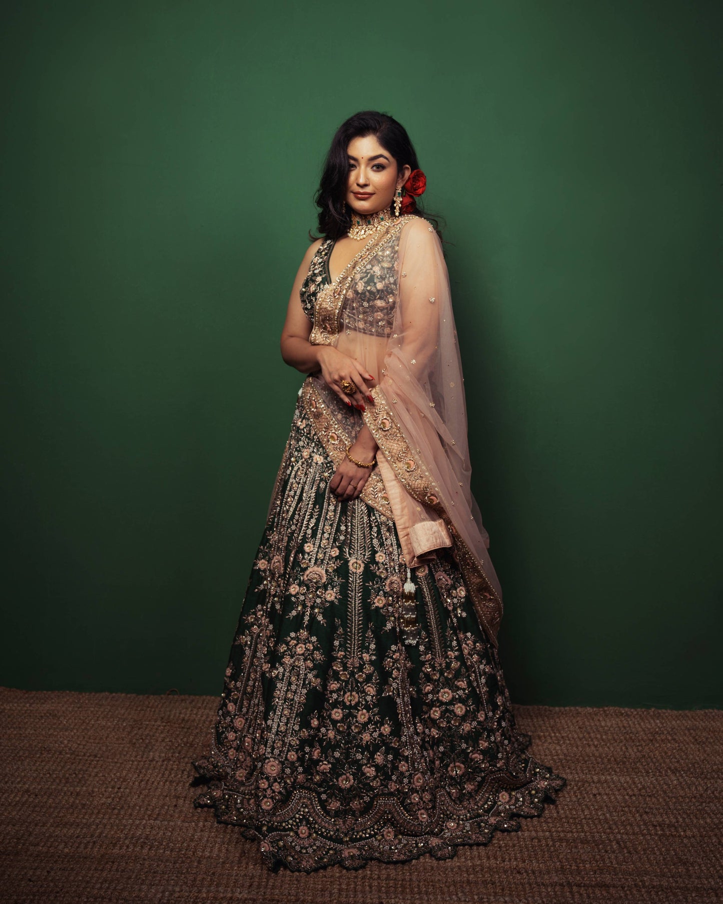 Green Bridal Lehenga