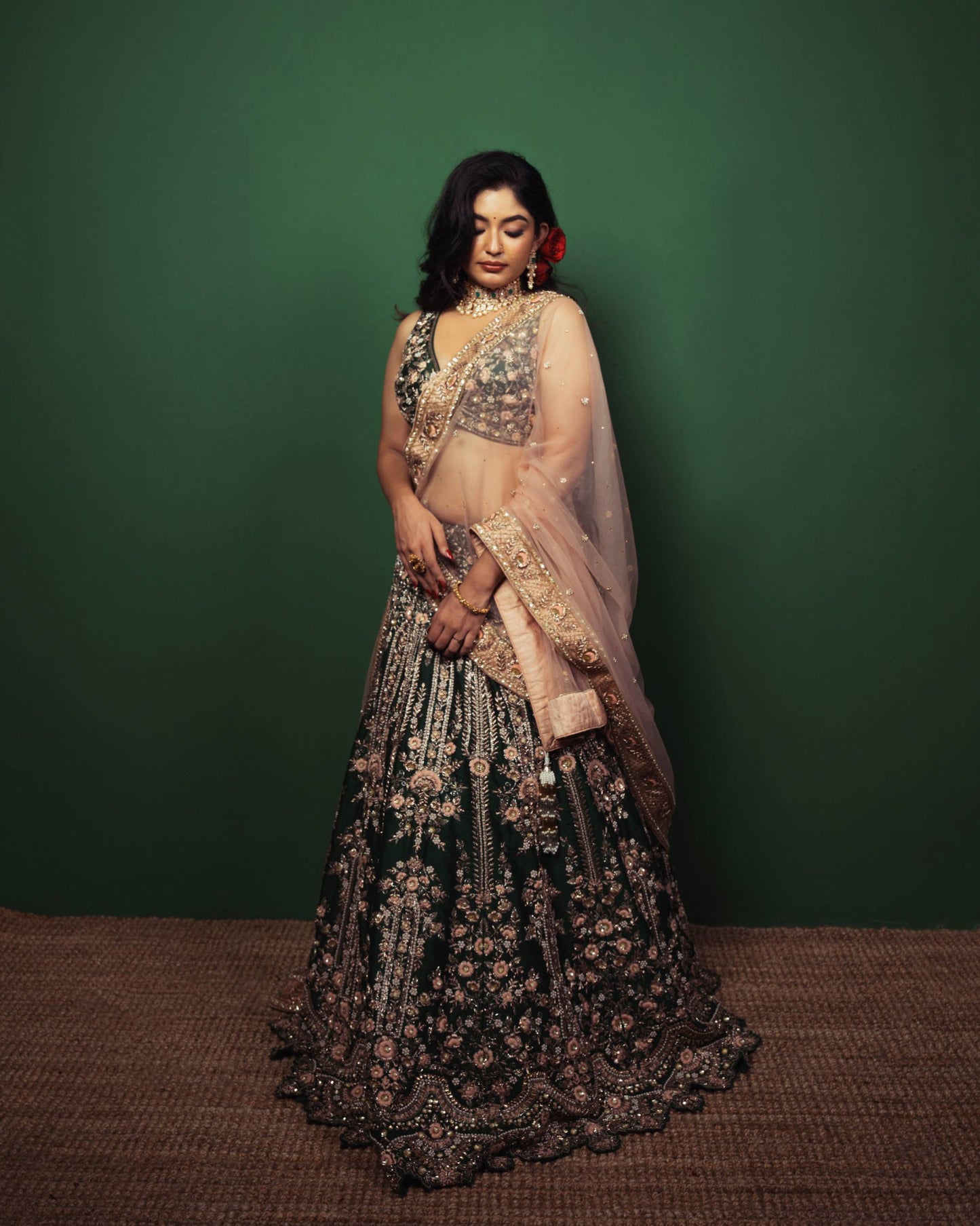 Green Bridal Lehenga