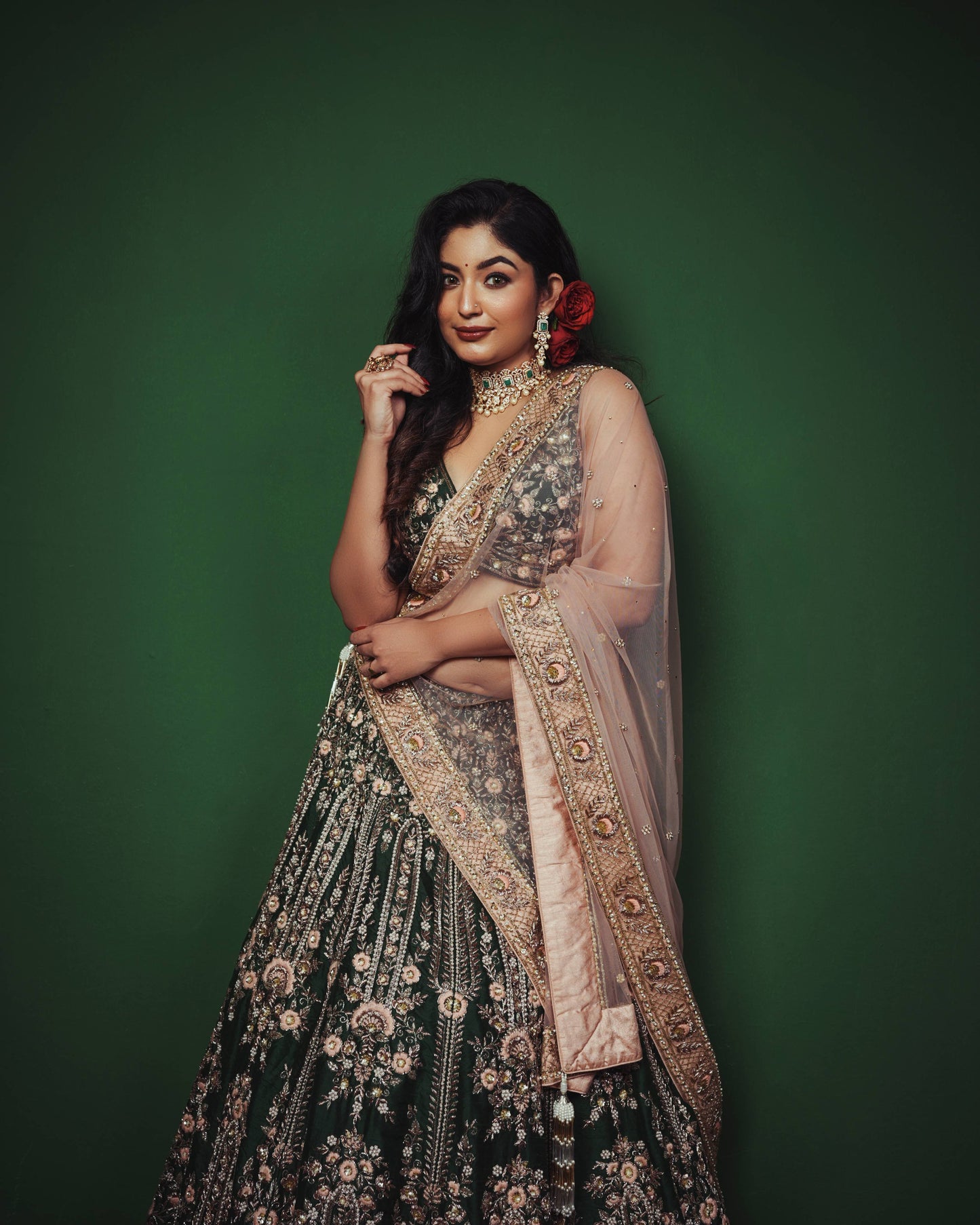 Green Bridal Lehenga