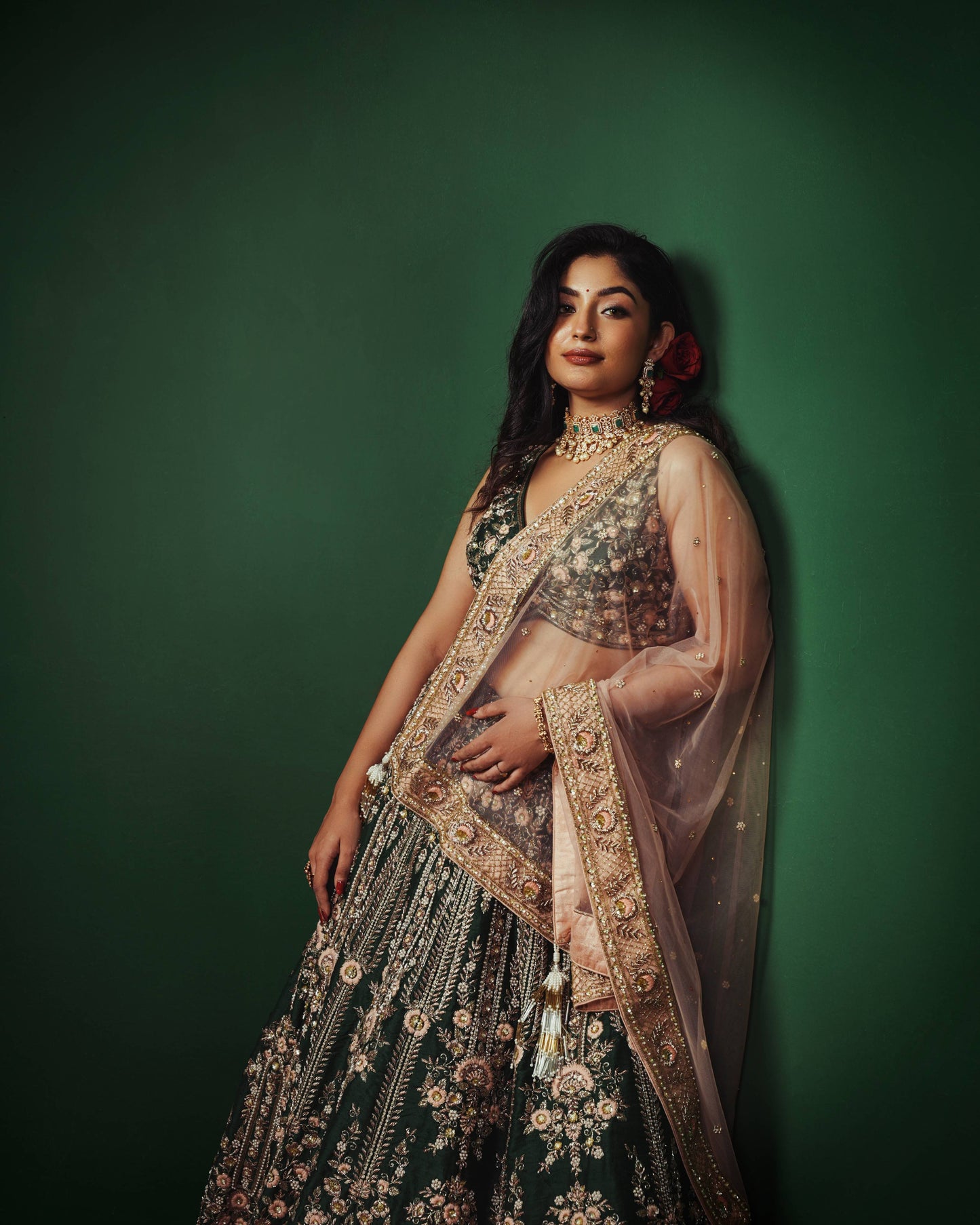 Green Bridal Lehenga