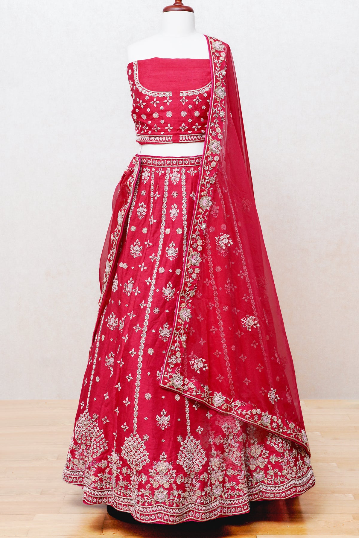 Rani pink silk lehenga