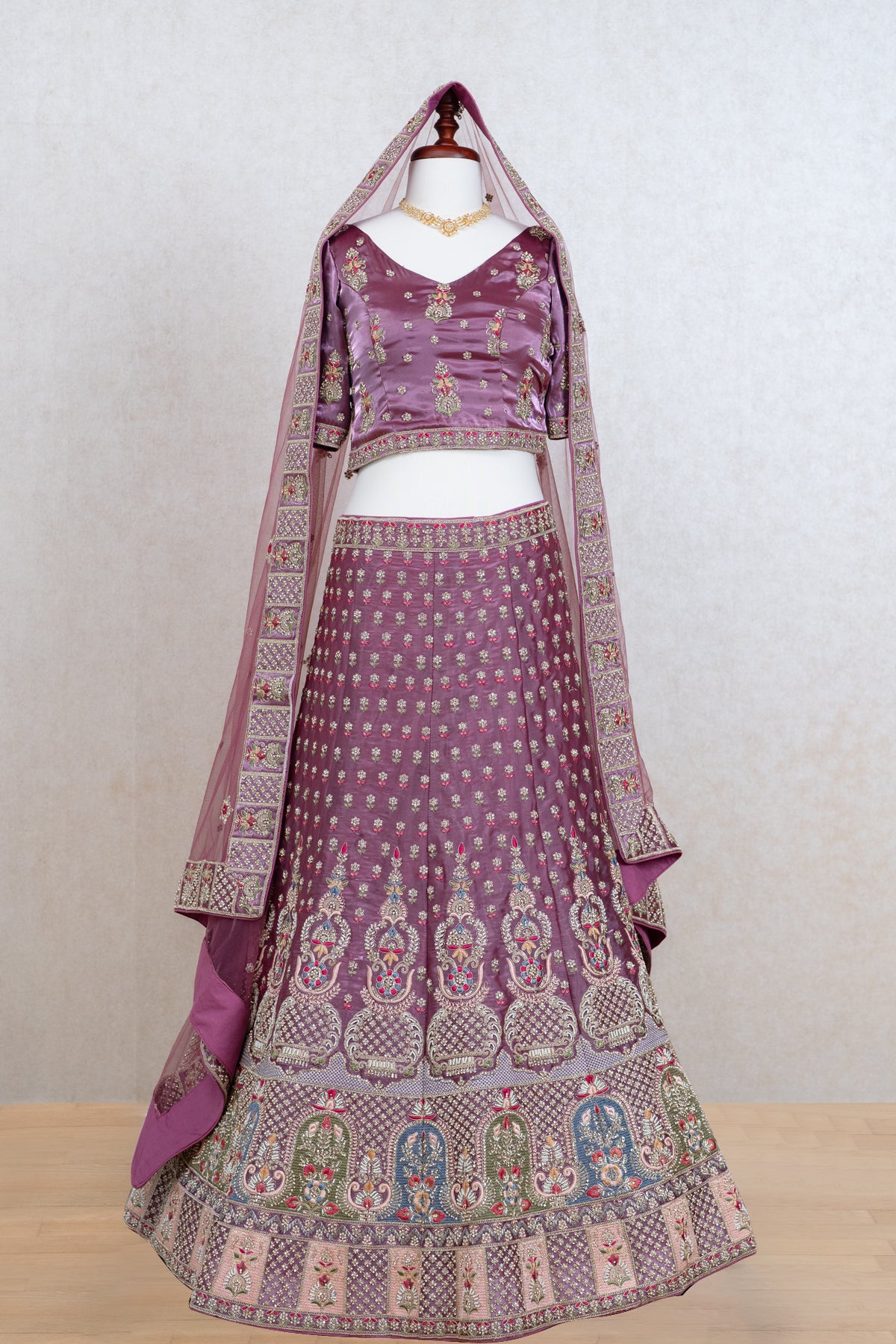 Onion pink organza bridal lehenga