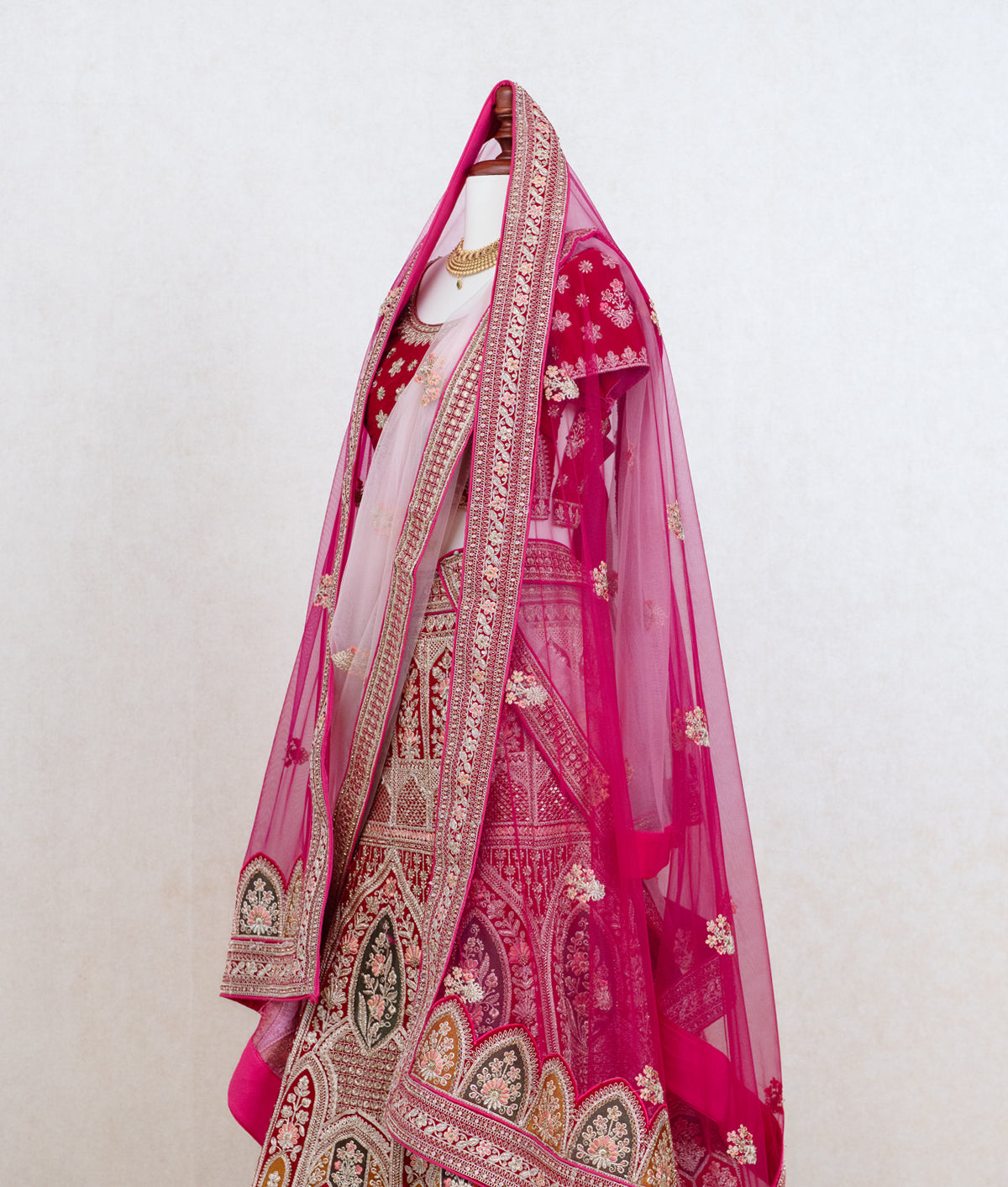 Rani pink micro velvet lehenga