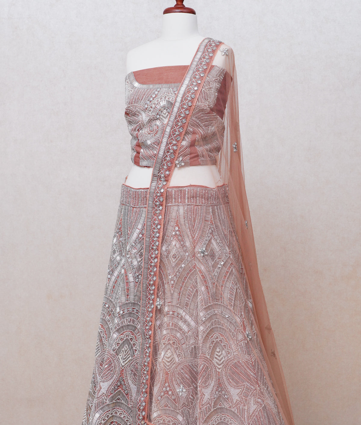 Light peach silk lehenga