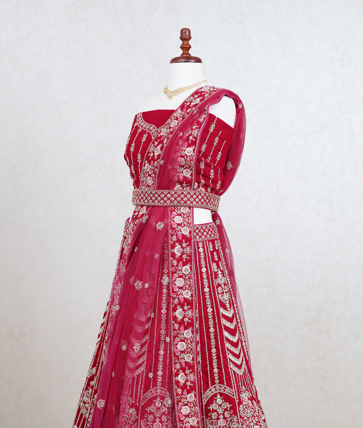 Fuscia pink micro velvet lehenga