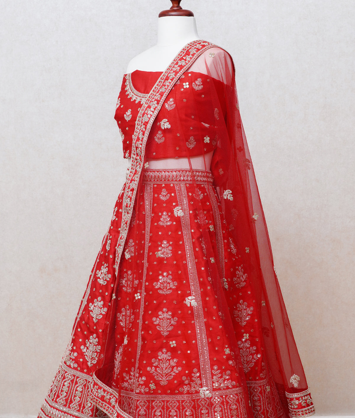 Red silk lehenga