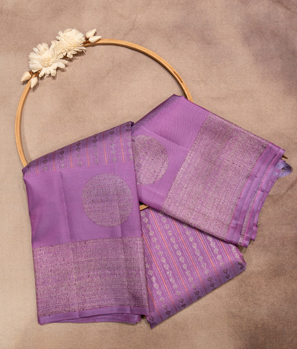 Buy Lavender Kanchipuram Silk Saree