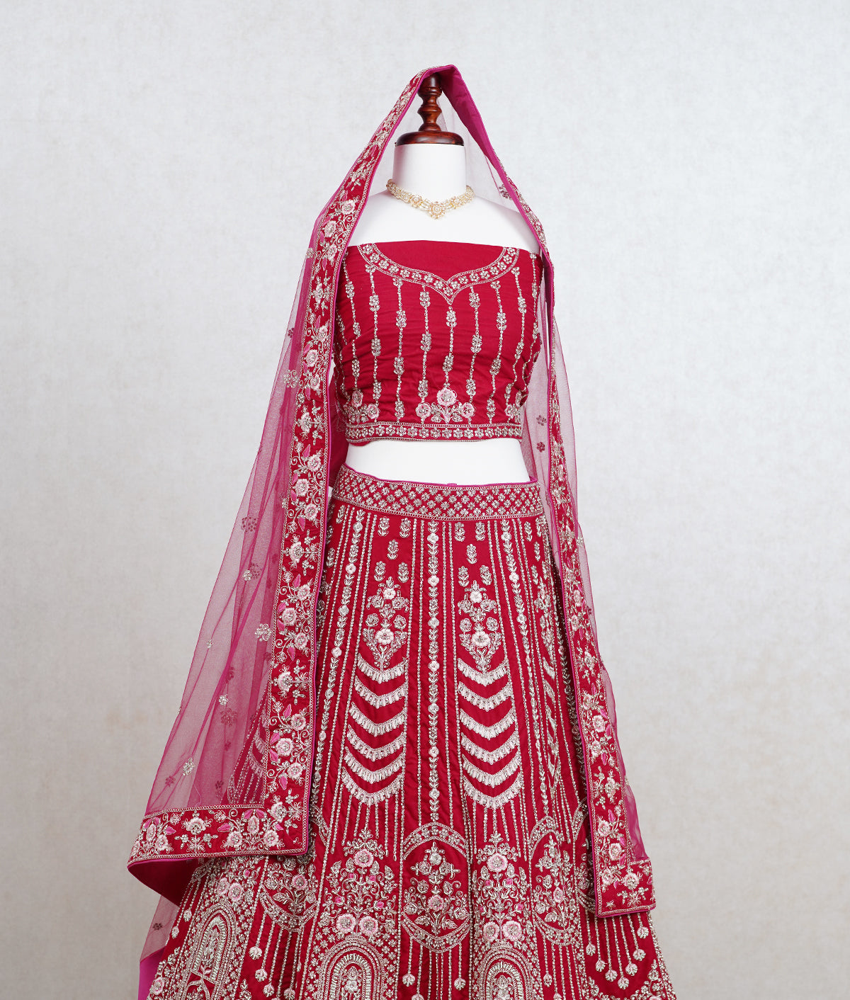 Fuscia pink micro velvet lehenga