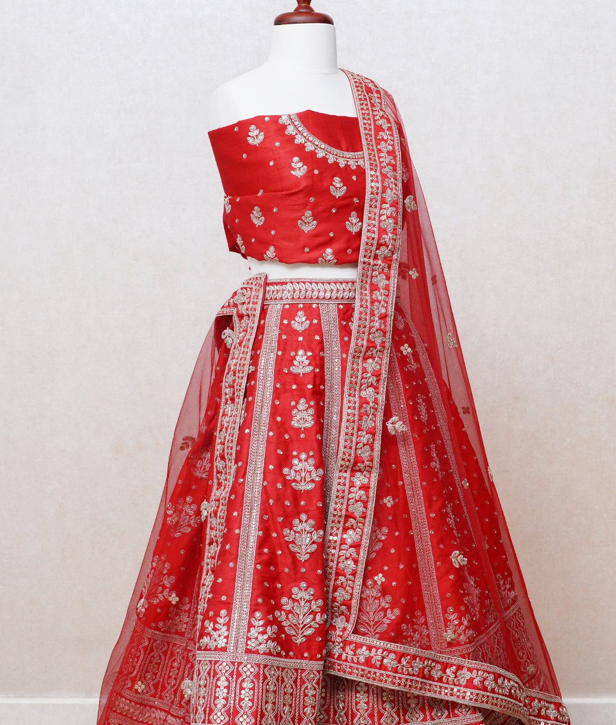 Red silk lehenga