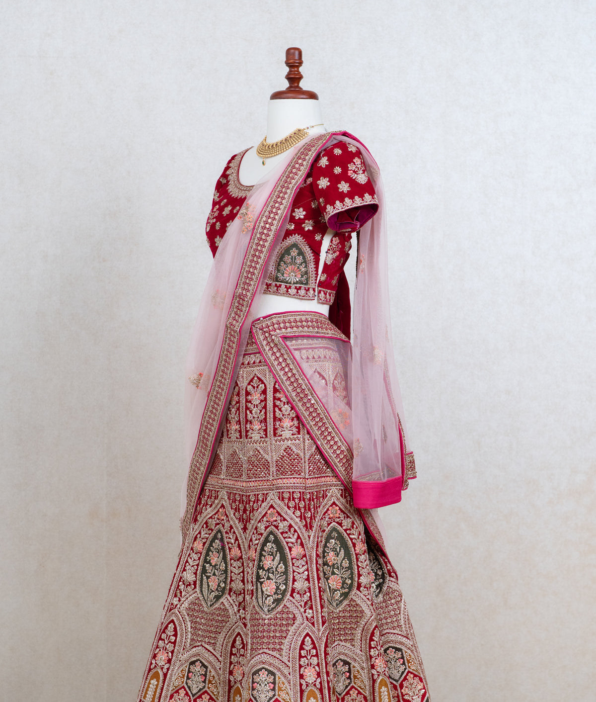 Rani pink micro velvet lehenga