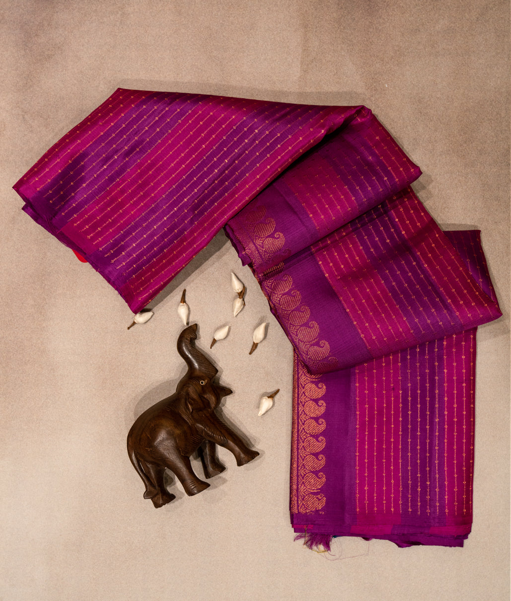 Magenta and purple color kancheepuram silk saree