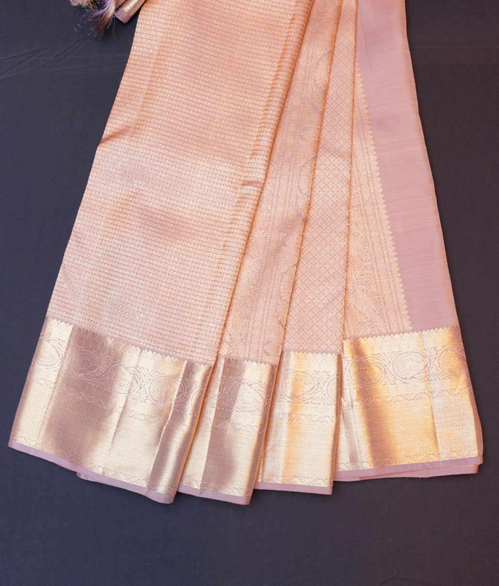 Pastel Pink Kanchipuram Silk Saree Handwoven Pure Silk Pure Zari For W –  Panjavarnam