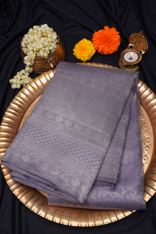 Pastel lavender Kanchipuram Saree