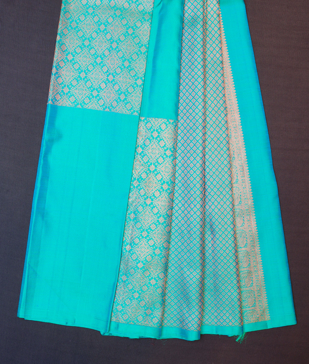 Turqouise green kanchipuram saree