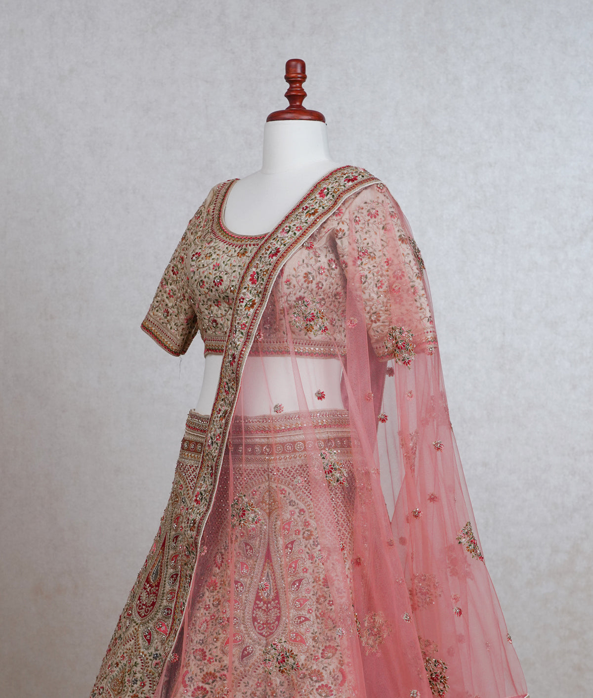 Beige silk Lehenga