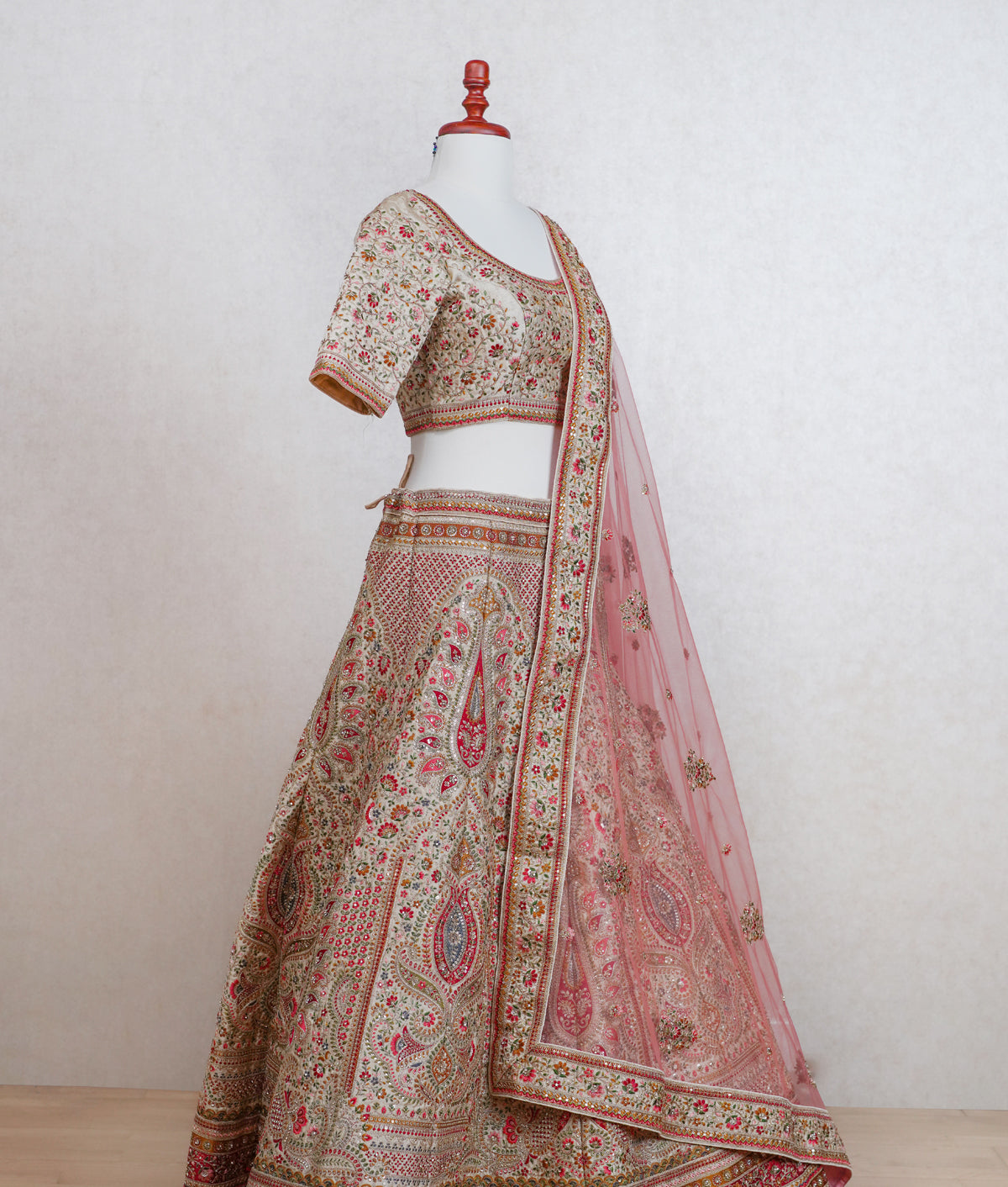 Beige silk Lehenga