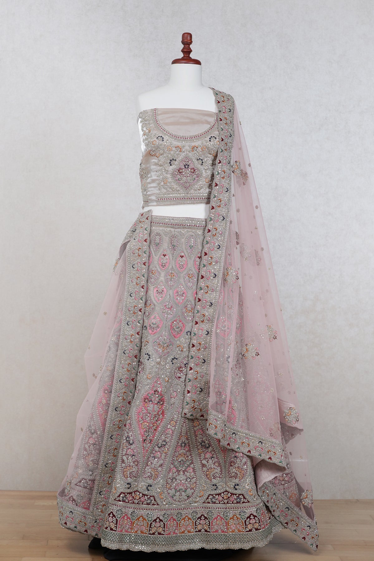 Light sand color organza lehenga