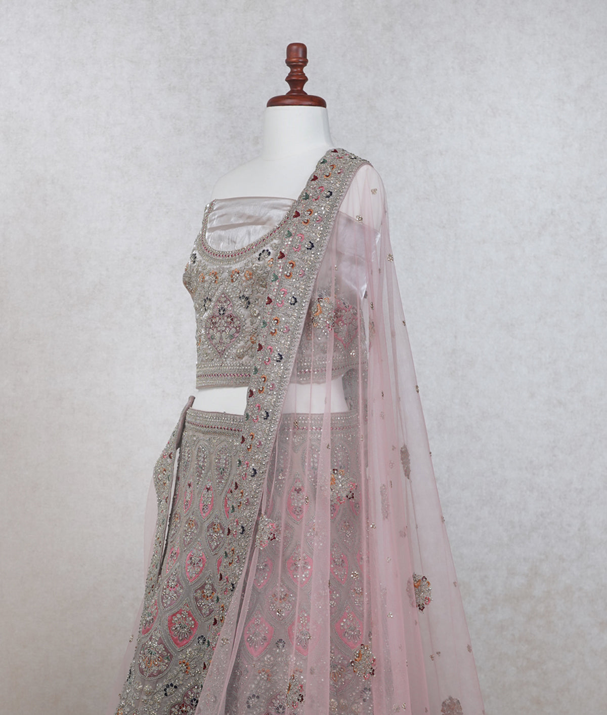 Light sand color organza lehenga