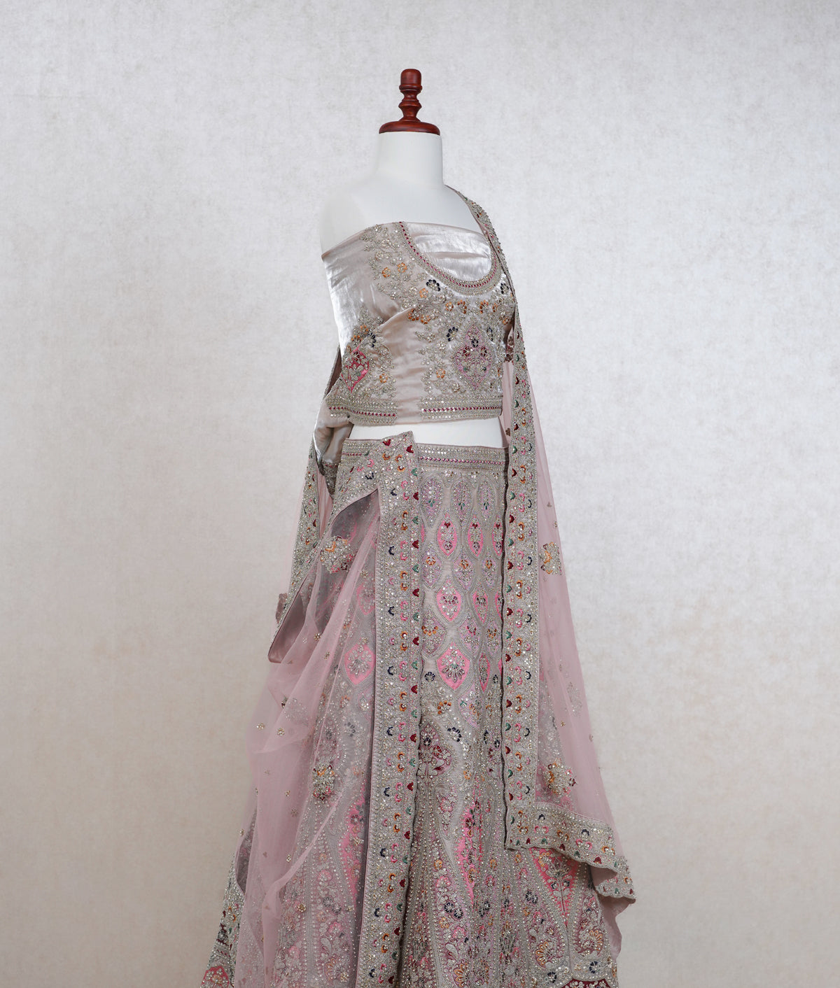 Light sand color organza lehenga