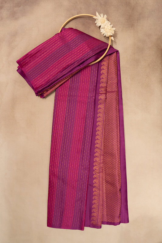 Magenta and purple color kancheepuram silk saree