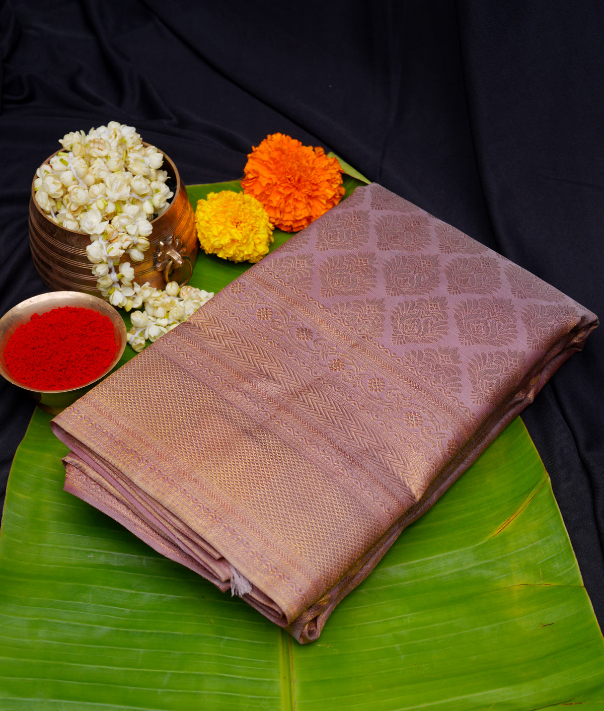 Dusty Lavender kanchipuram saree