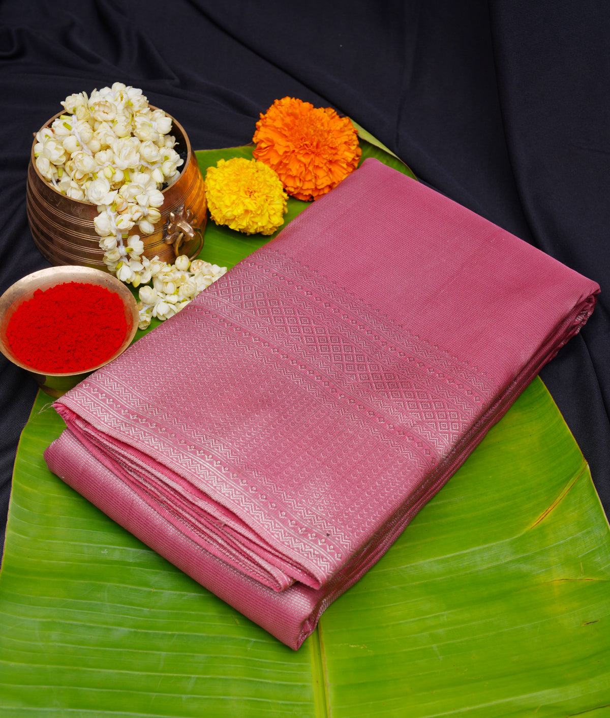 Dusty rose Kanchipuram saree