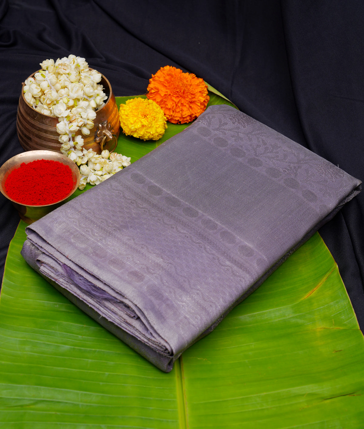 Pastel lavender Kanchipuram Saree