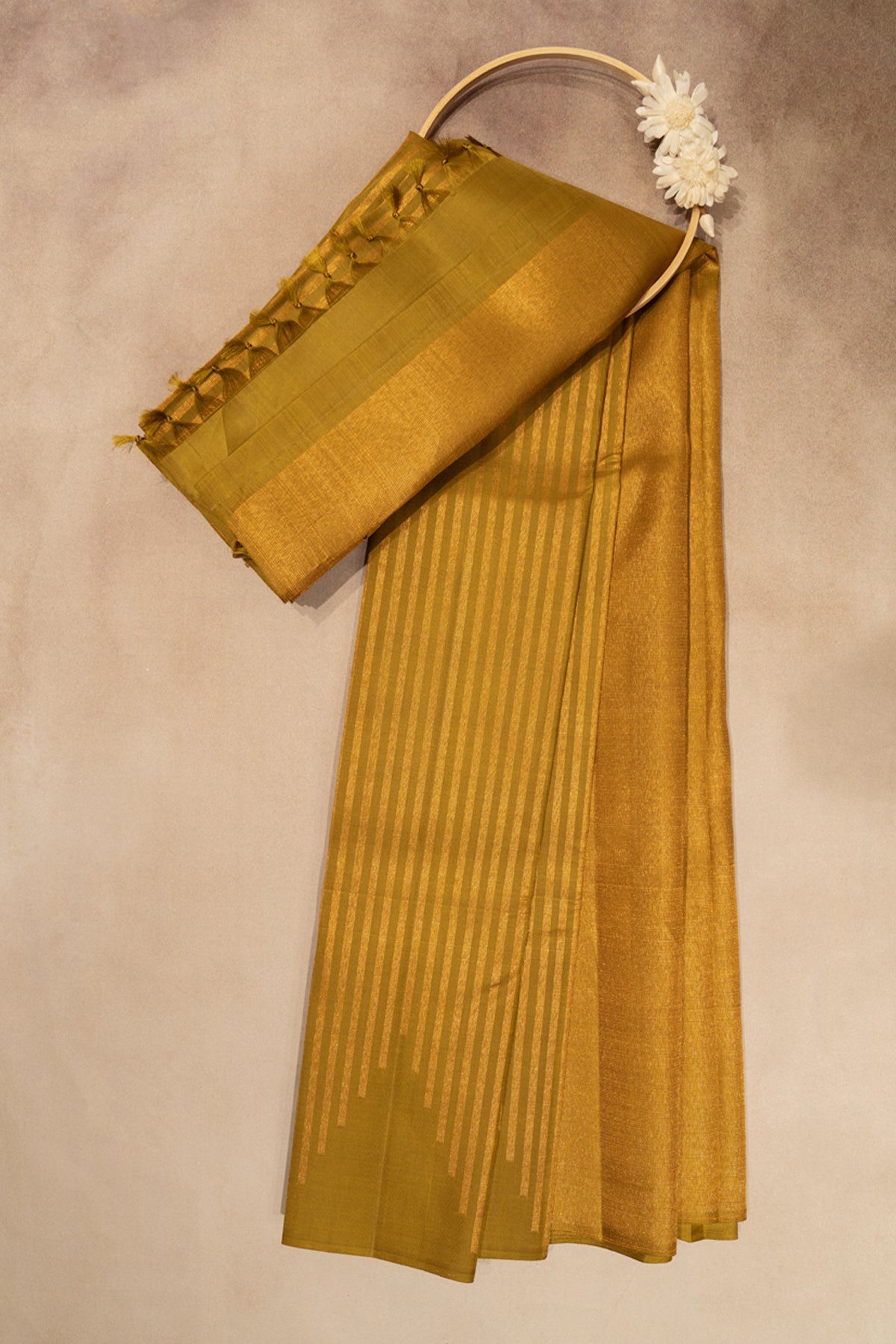 Olive green kanchipuram saree