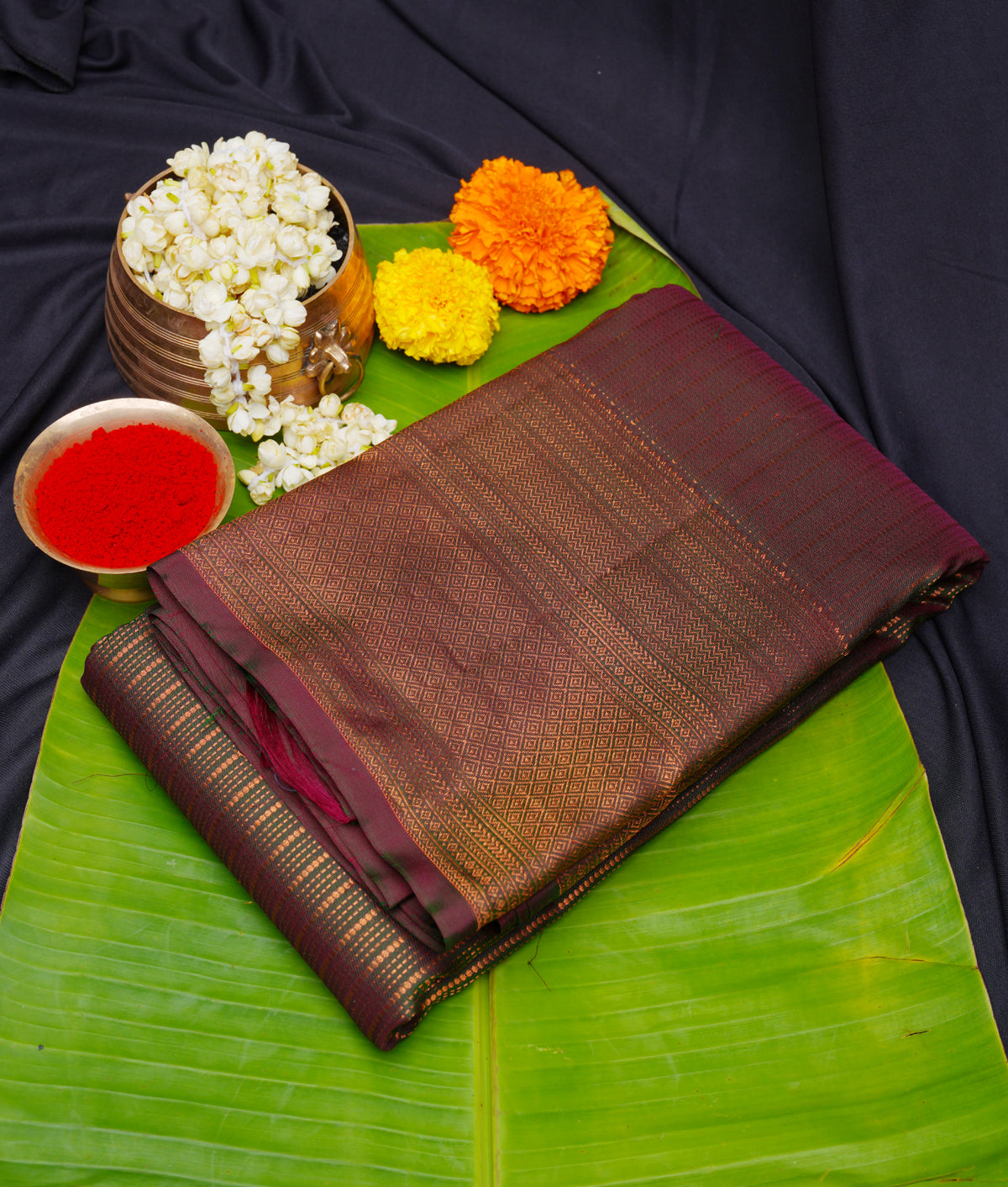 Dark Green Kanchipuram saree