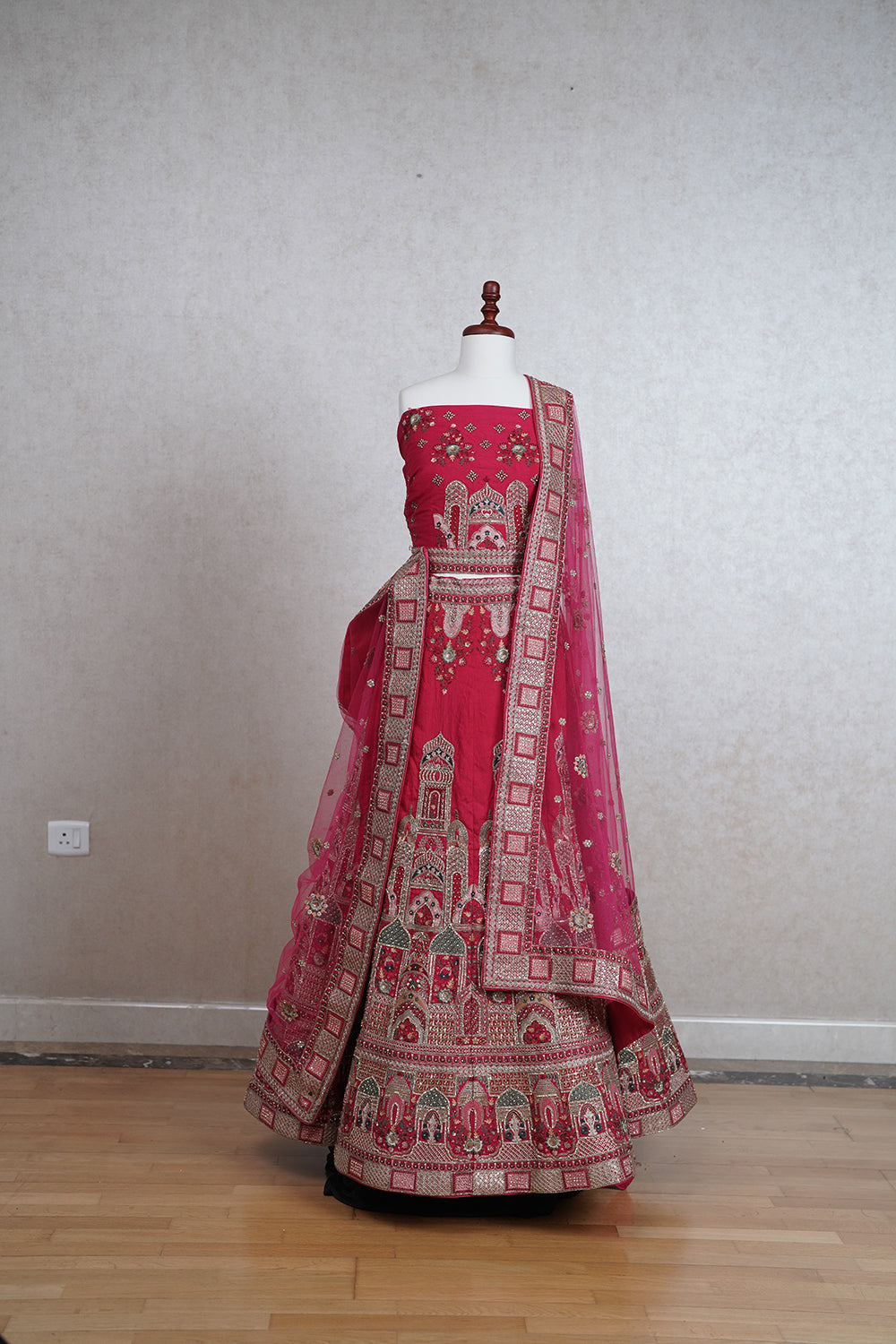 Rani pink silk lehenga