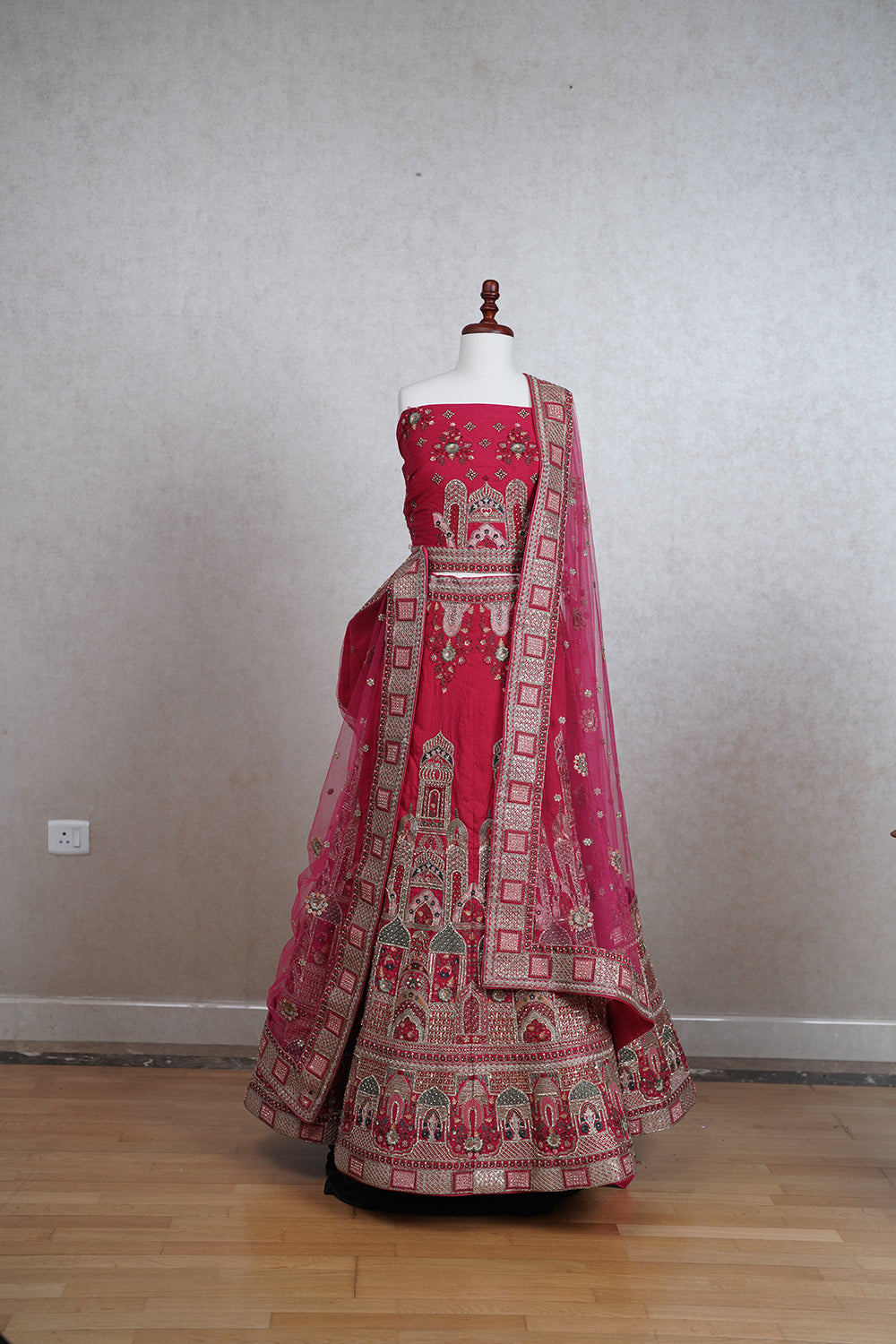 Rani pink silk lehenga