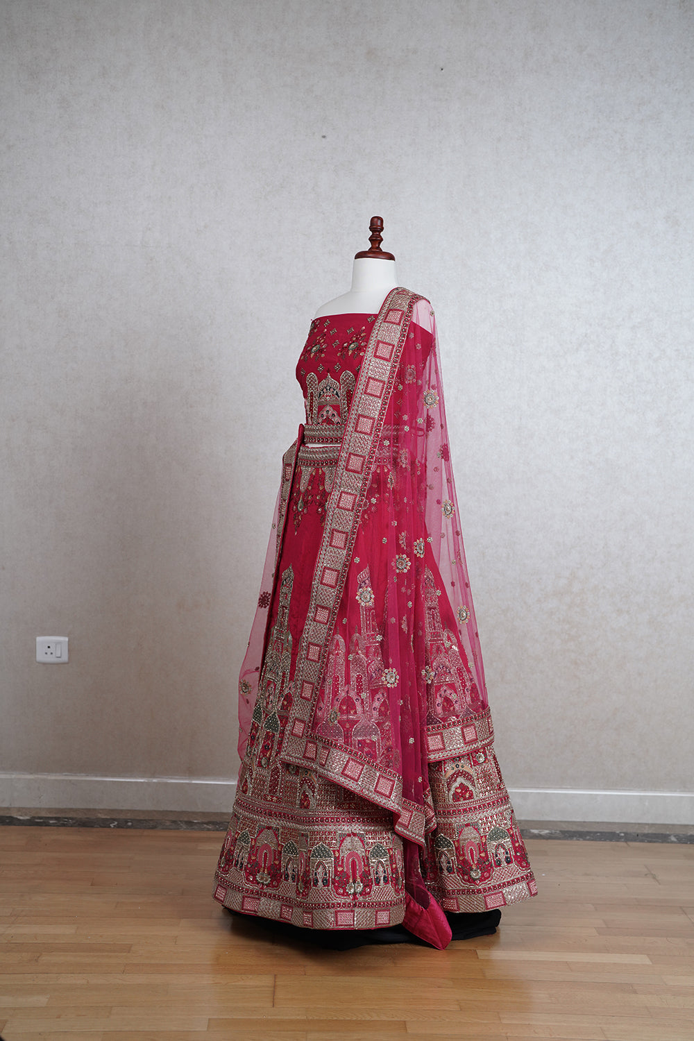 Rani pink silk lehenga