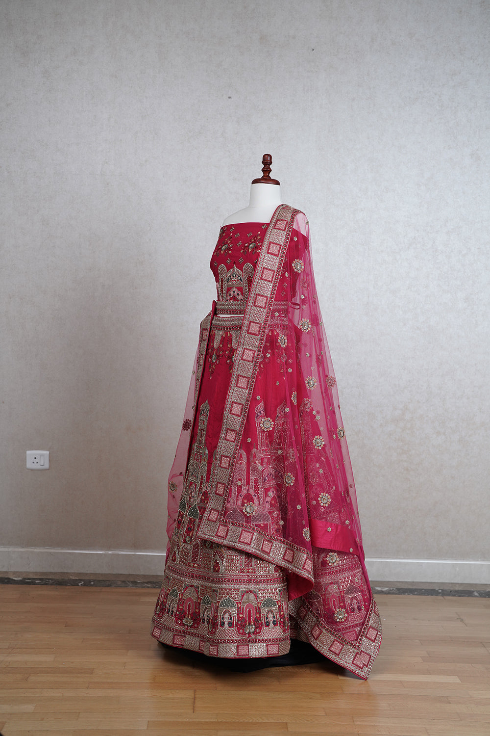 Rani pink silk lehenga