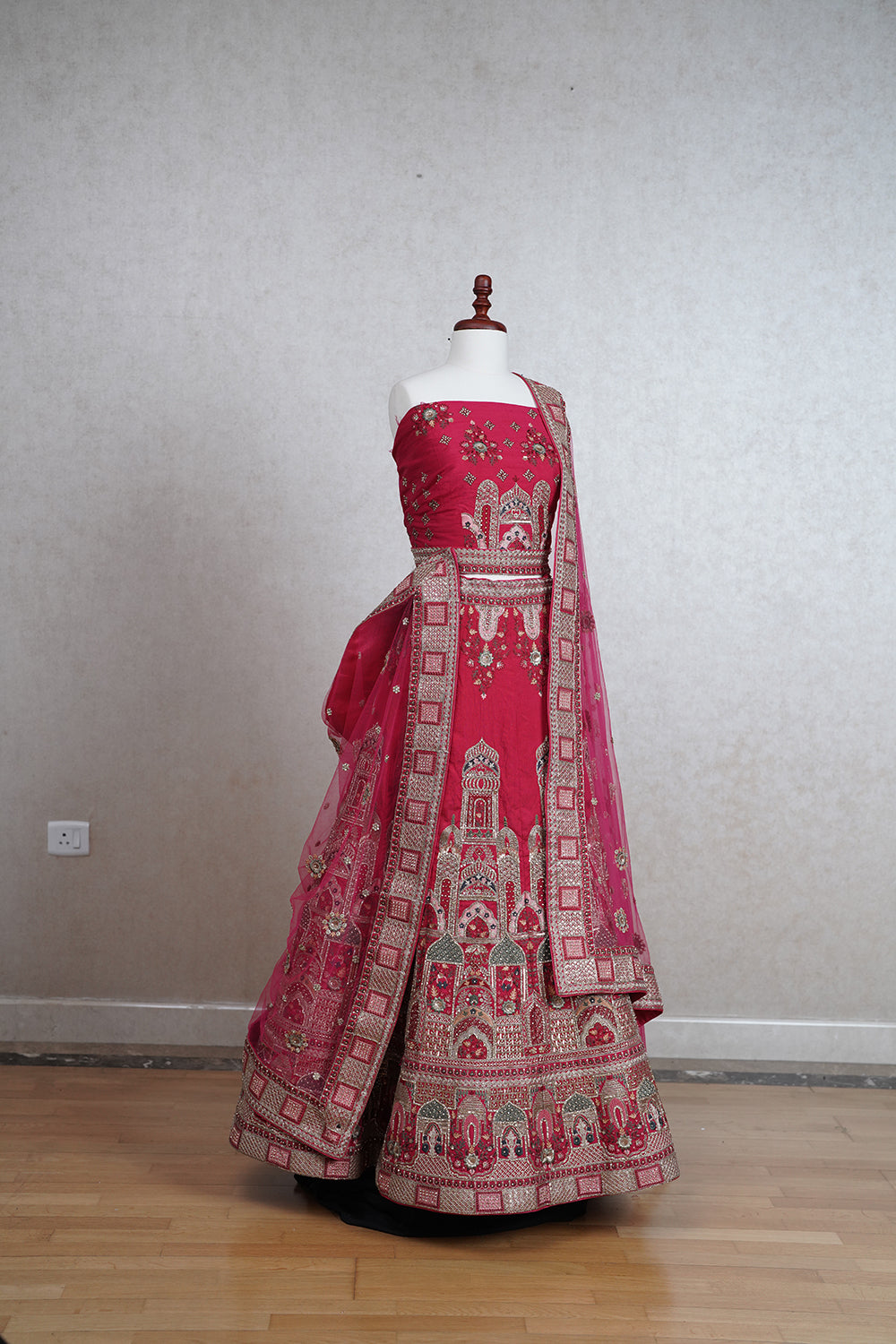 Rani pink silk lehenga