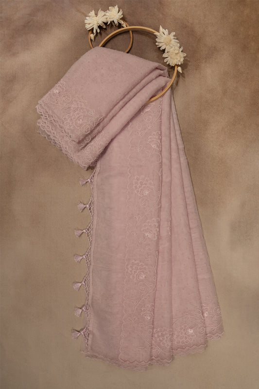 Pastel pink net fancy saree