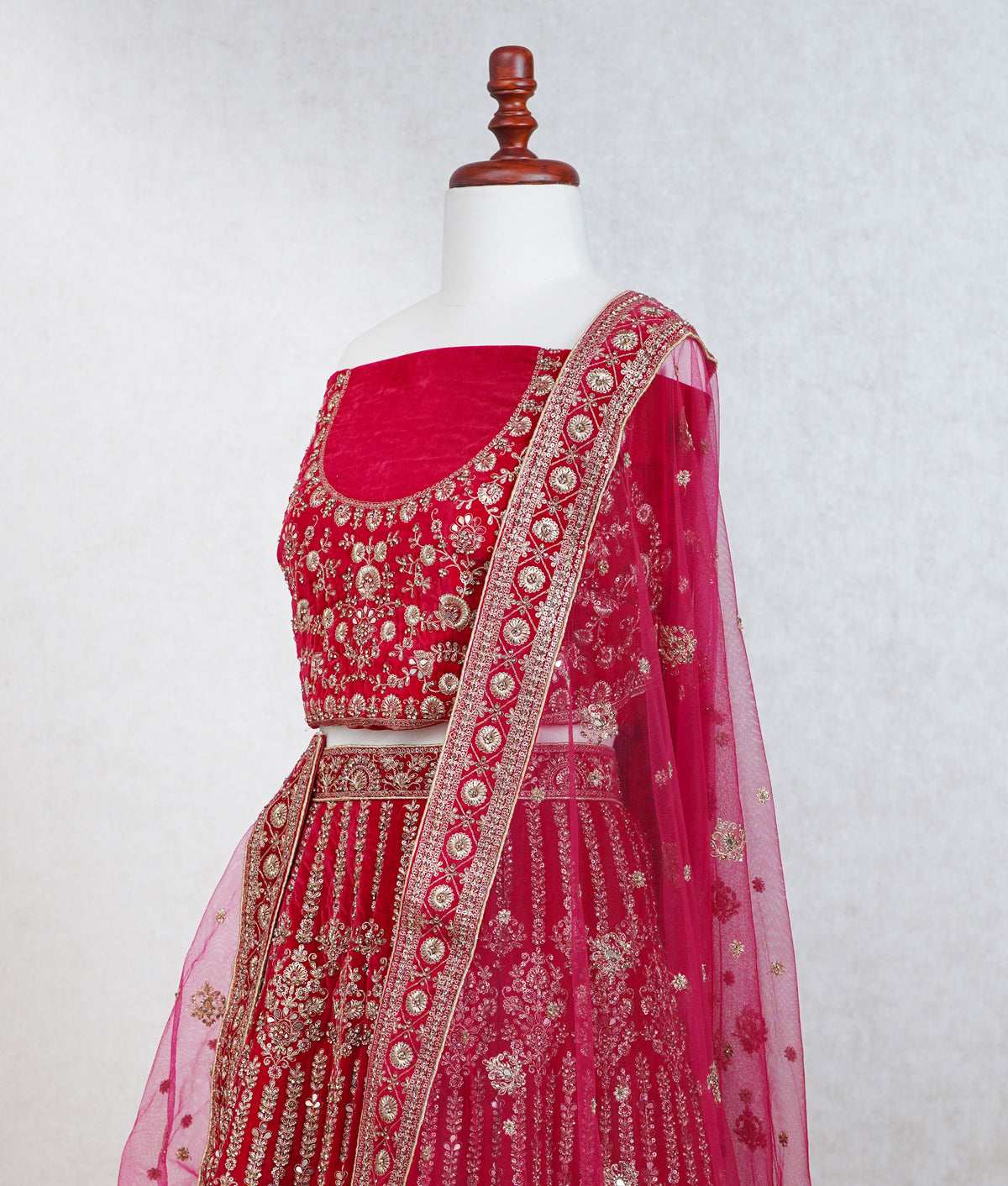 Rani pink micro velvet lehenga