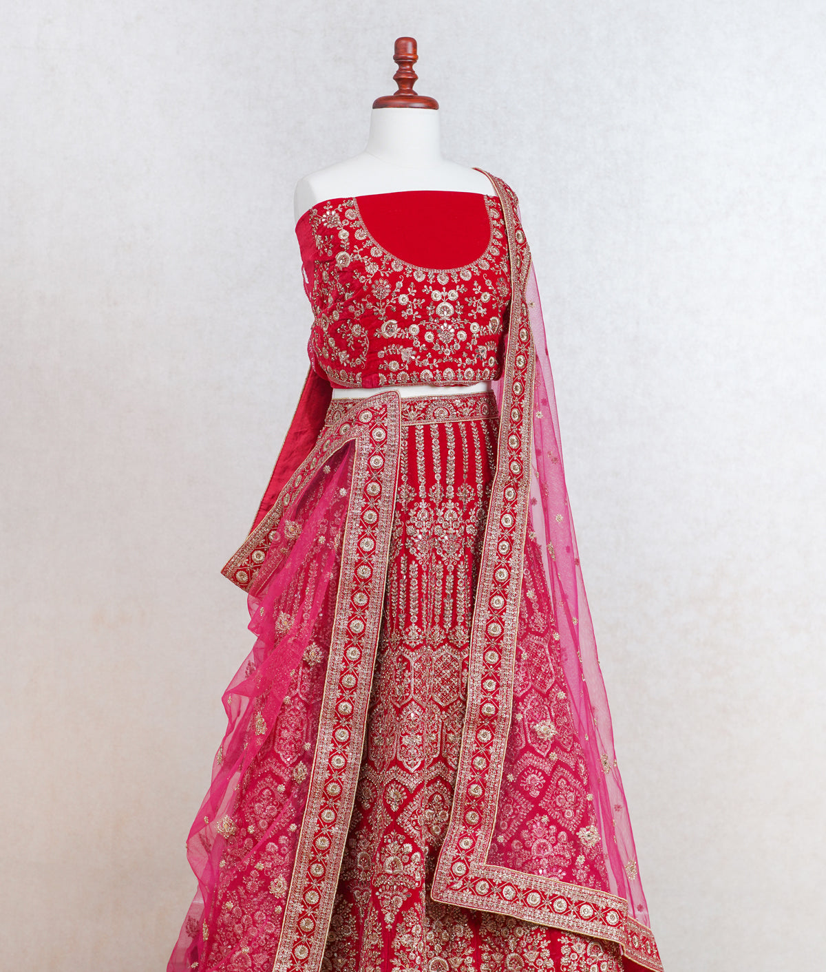 Rani pink micro velvet lehenga