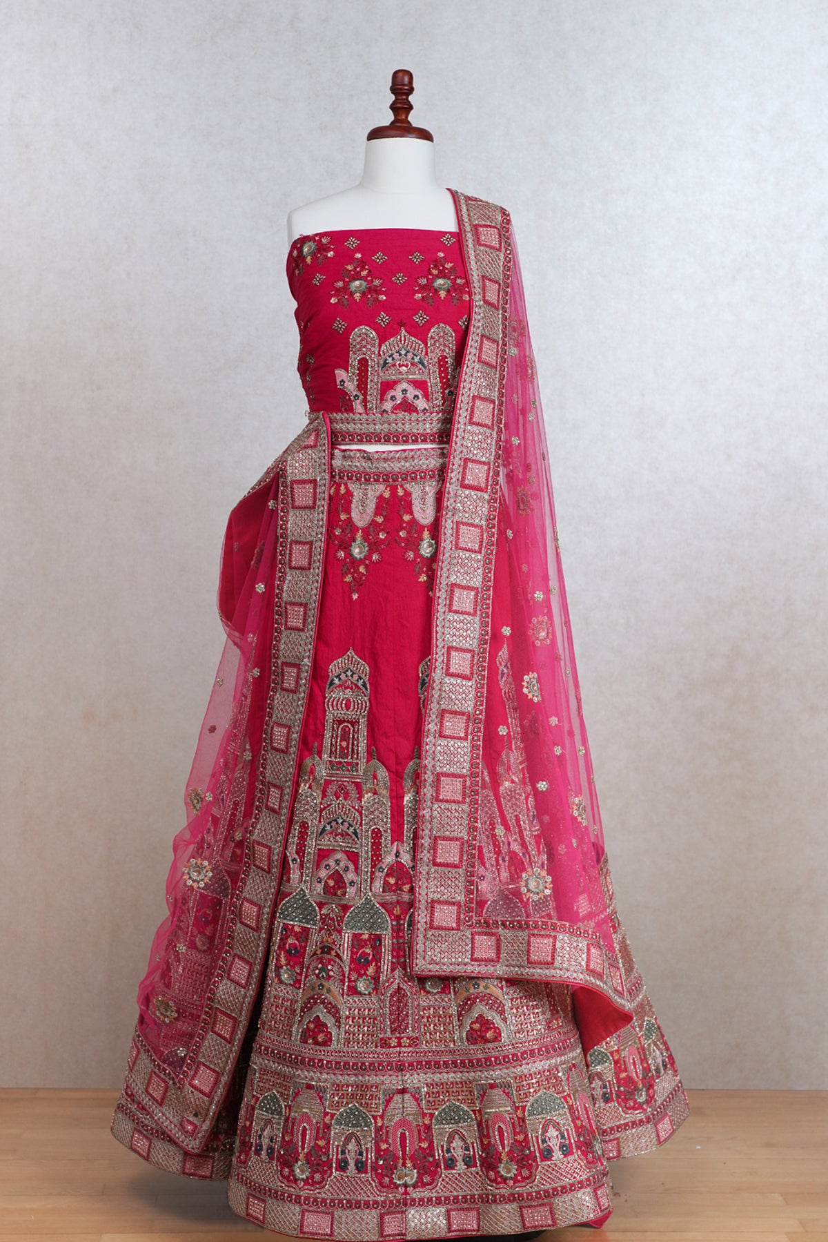 Rani pink silk lehenga